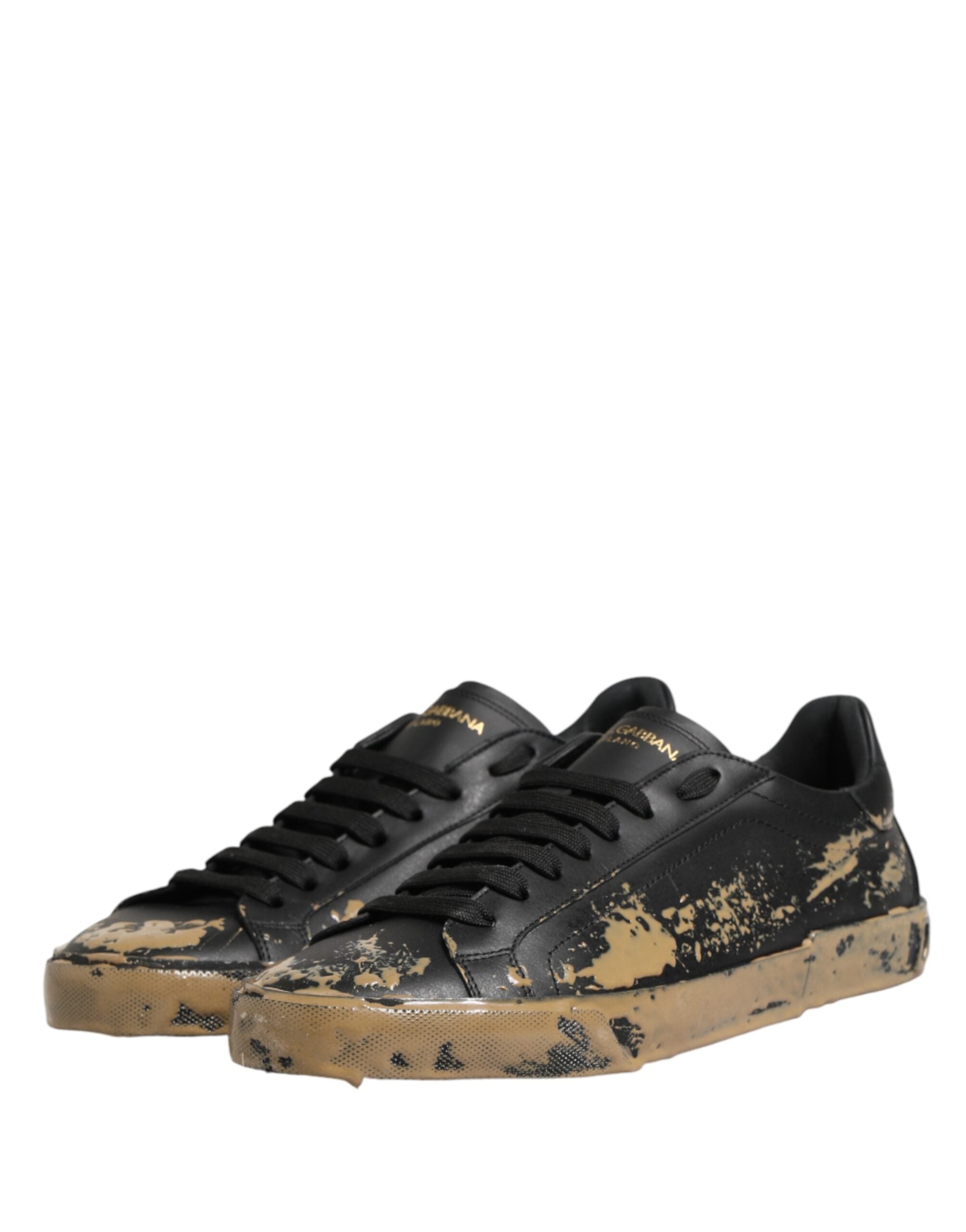 Dolce & Gabbana Black Used-Look Low-Top Portofino Sneakers-5