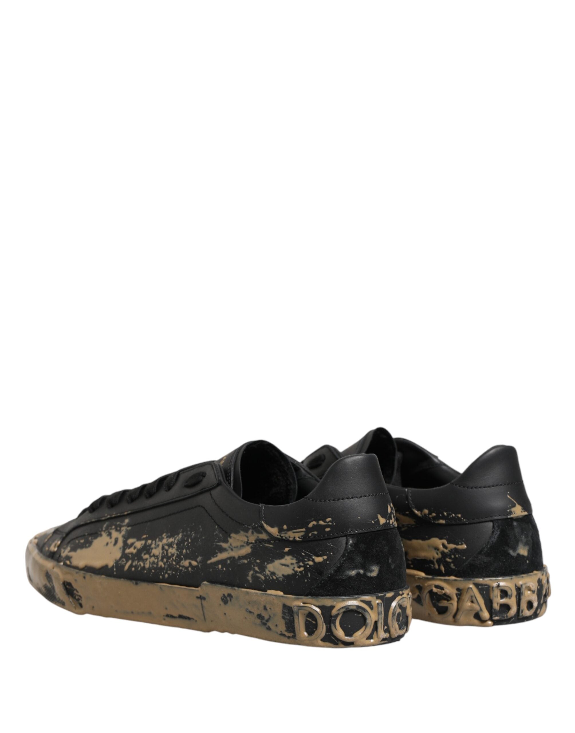 Dolce & Gabbana Black Used-Look Low-Top Portofino Sneakers-6