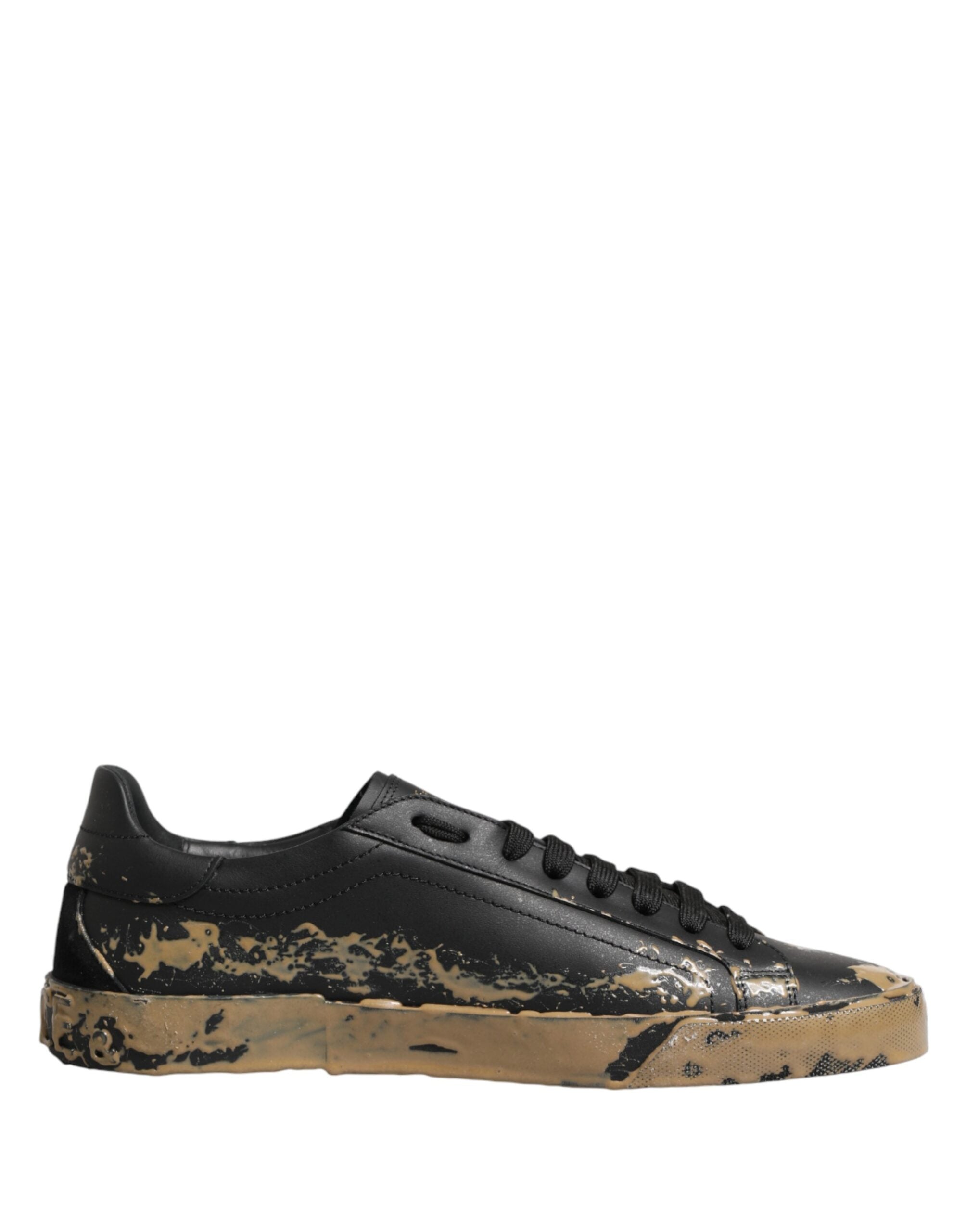 Dolce & Gabbana Black Used-Look Low-Top Portofino Sneakers-1