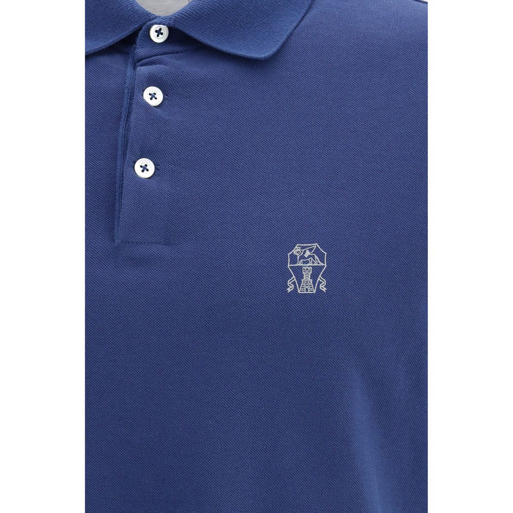 Brunello Cucinelli Blue Cotton Polo Shirt-3