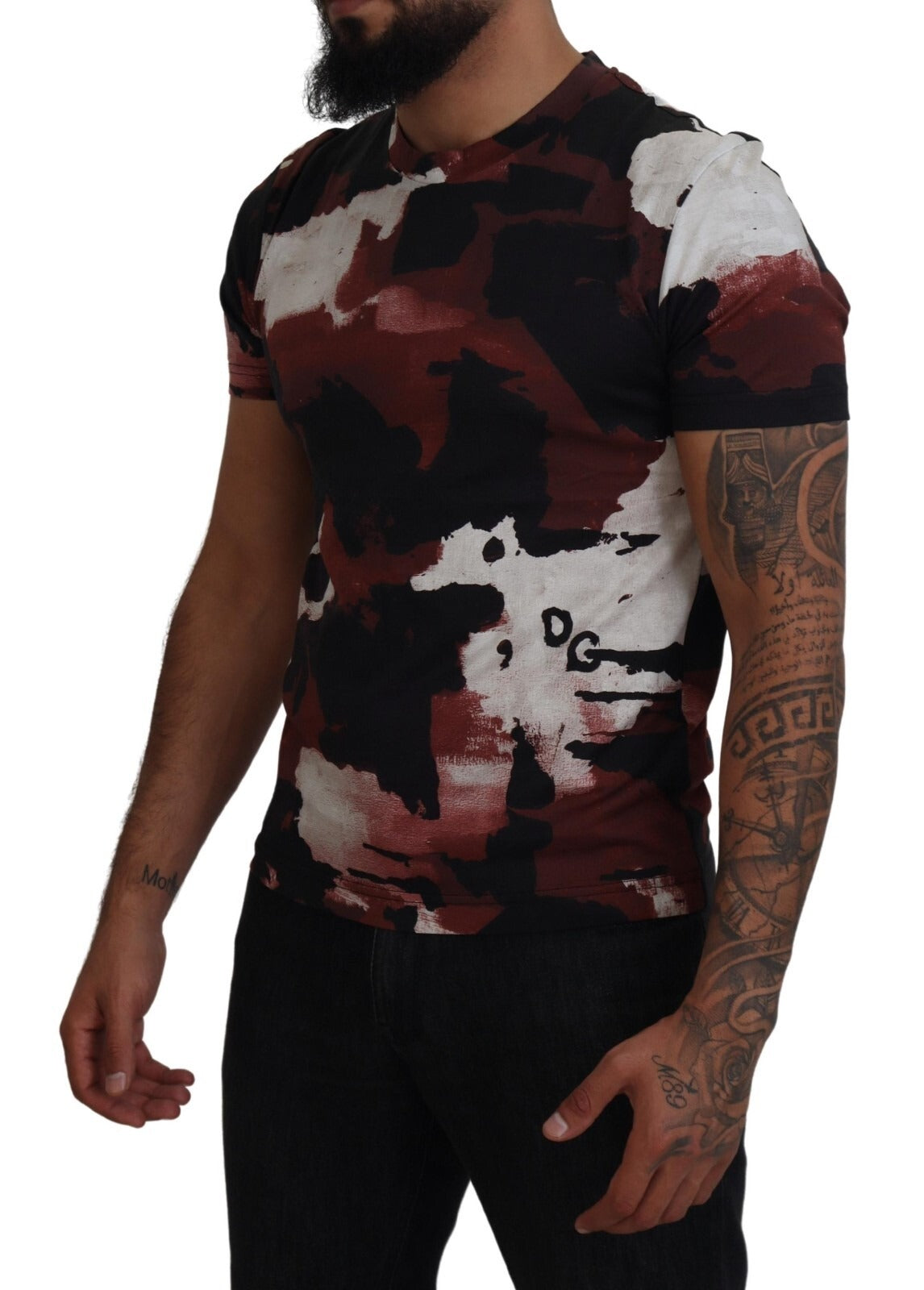 Dolce & Gabbana Multicolor Tie-Dye Cotton T-Shirt with Crew Neck-3