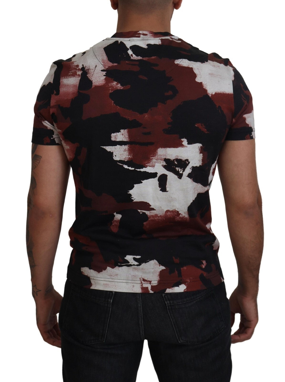 Dolce & Gabbana Multicolor Tie-Dye Cotton T-Shirt with Crew Neck-4