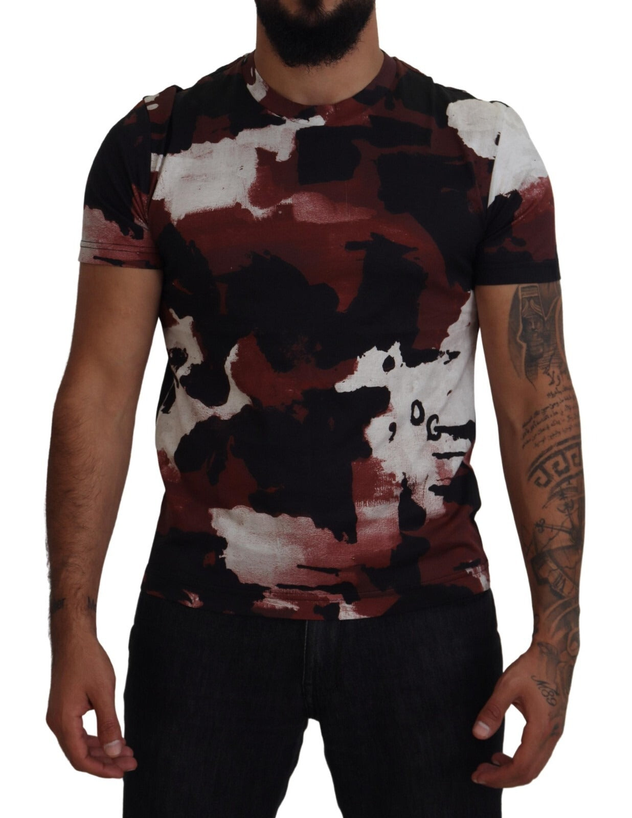 Dolce & Gabbana Multicolor Tie-Dye Cotton T-Shirt with Crew Neck