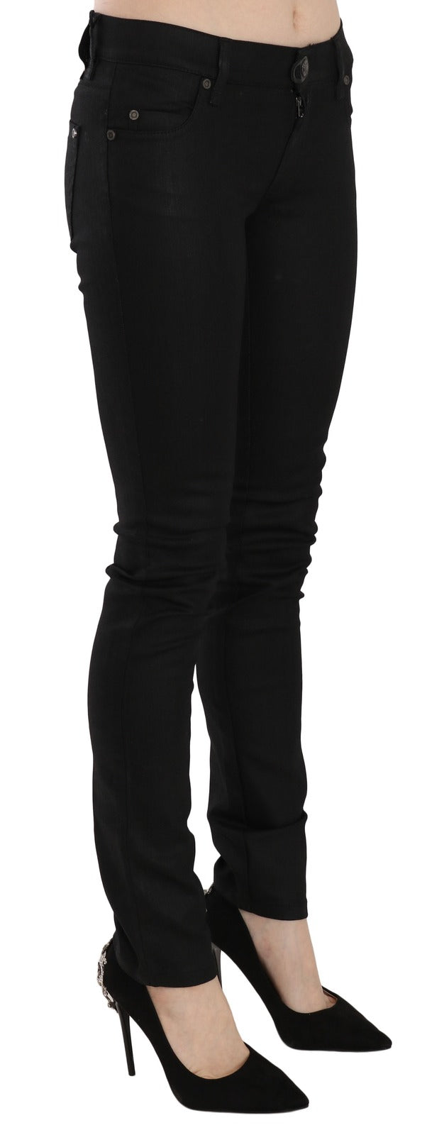 PLEIN SUD Schwarze Skinny-Jeans aus Baumwolle mit mittlerer Taille-3