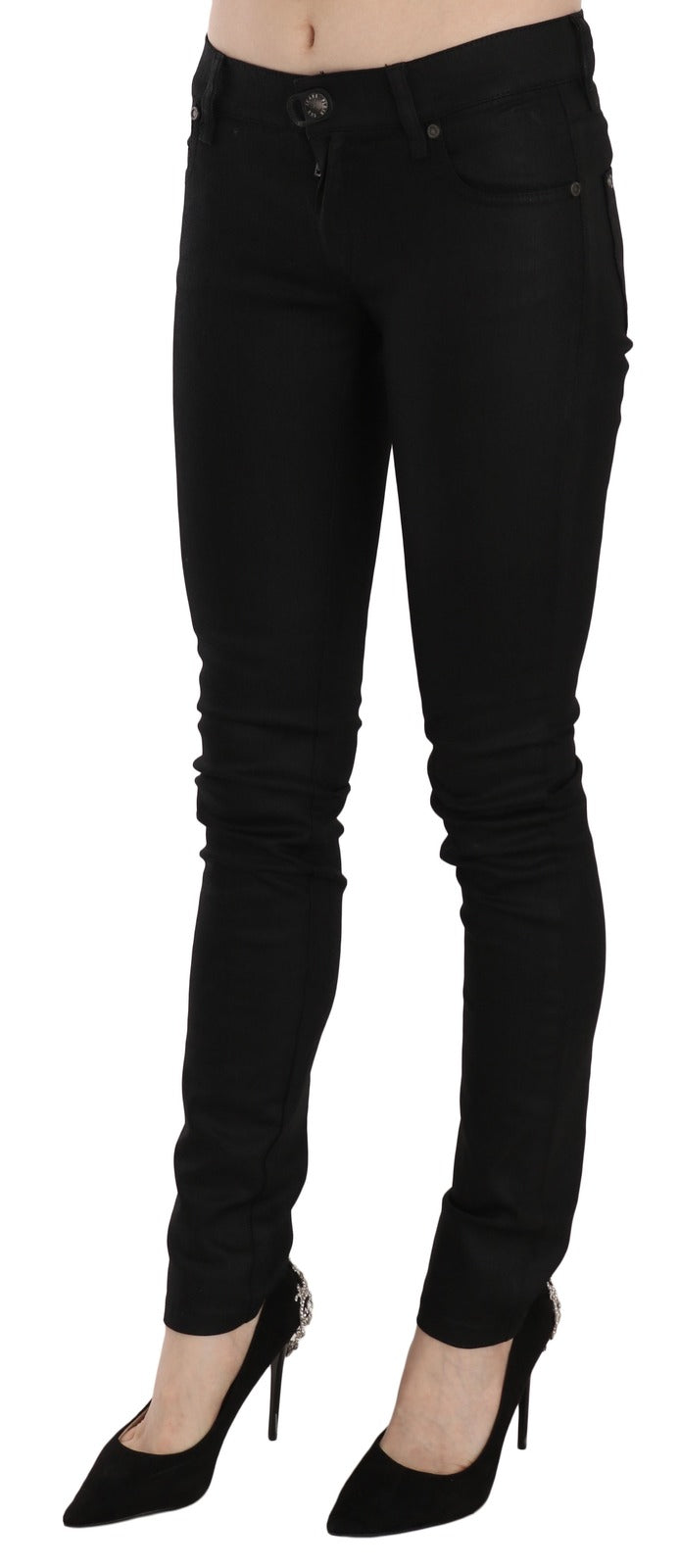 PLEIN SUD Schwarze Skinny-Jeans aus Baumwolle mit mittlerer Taille-4