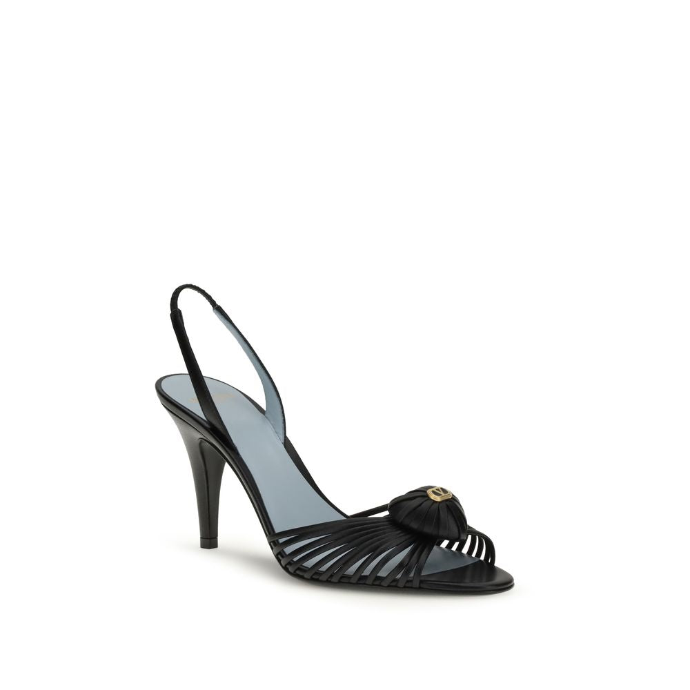 Valentino Garavani Black Bos Taurus Calfskin Sandals with Stiletto Heel-2