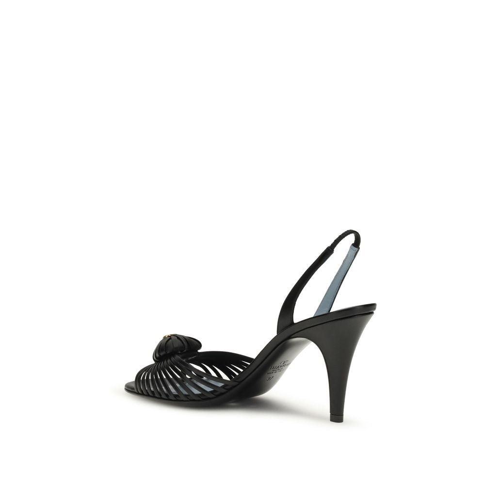 Valentino Garavani Black Bos Taurus Calfskin Sandals with Stiletto Heel-3
