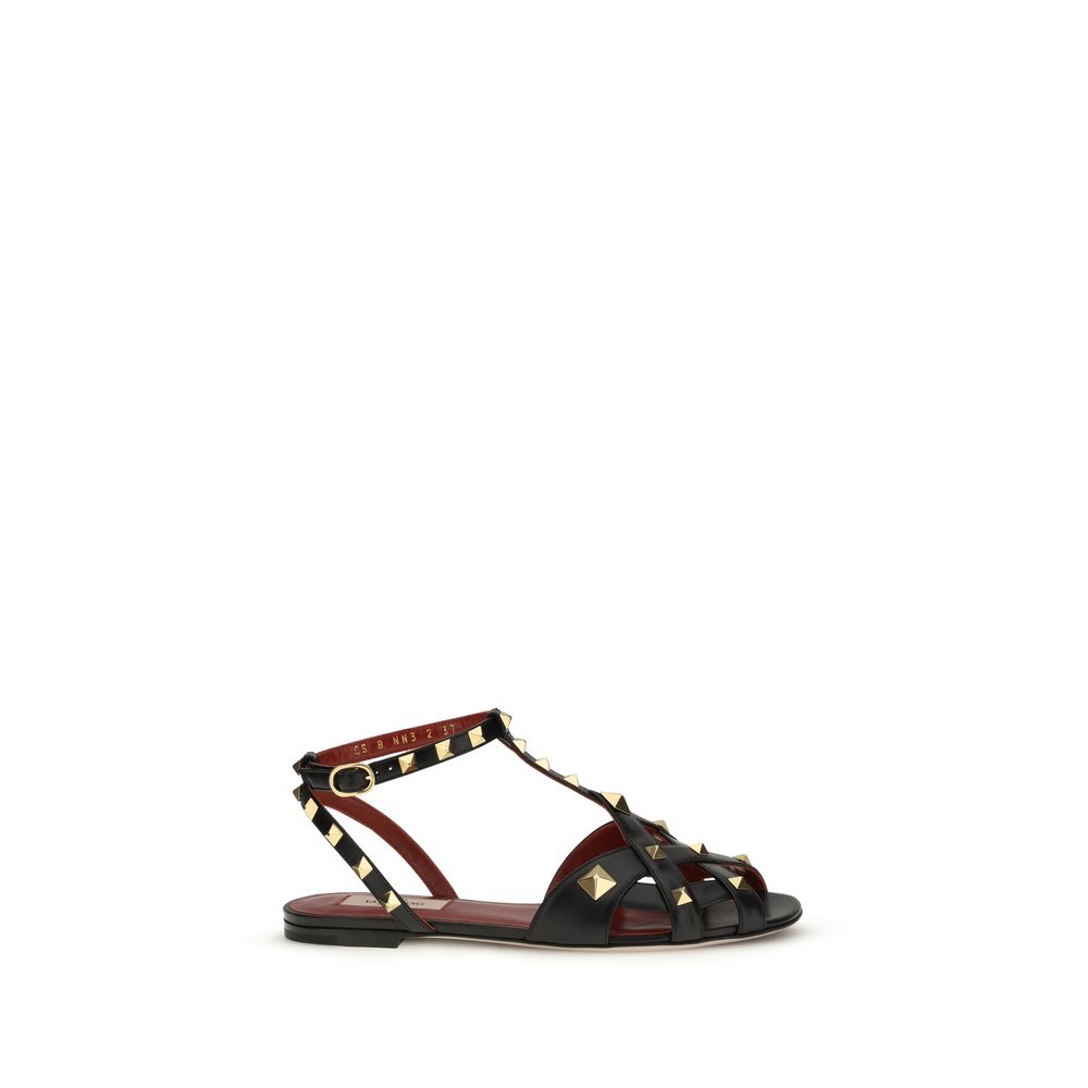 Valentino Garavani Black Goat Leather Sandals-1