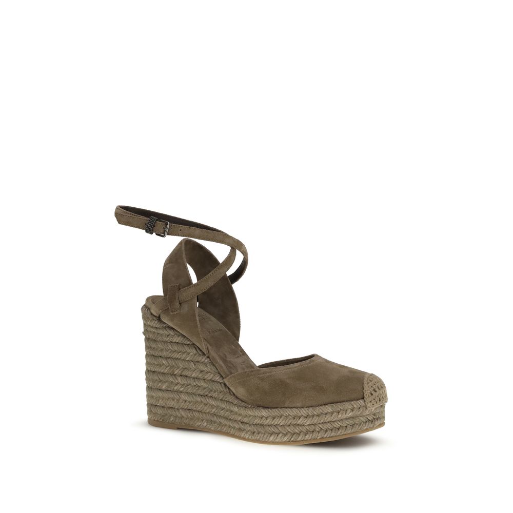 Brunello Cucinelli Beige Calf Leather Bos Taurus Espadrilles-2