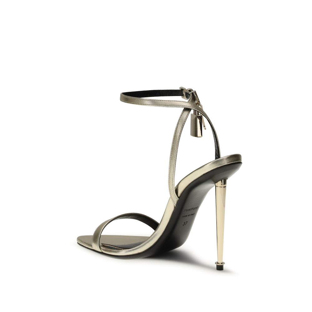 Tom Ford Sandale mit Stilettoabsatz aus Kalbsleder Bos Taurus in Gold-3
