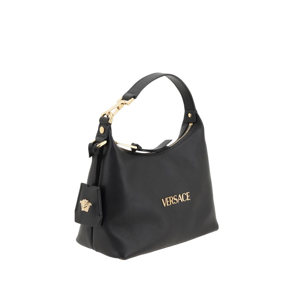Versace Schwarze Kalbsleder Bos Taurus Handtasche-2