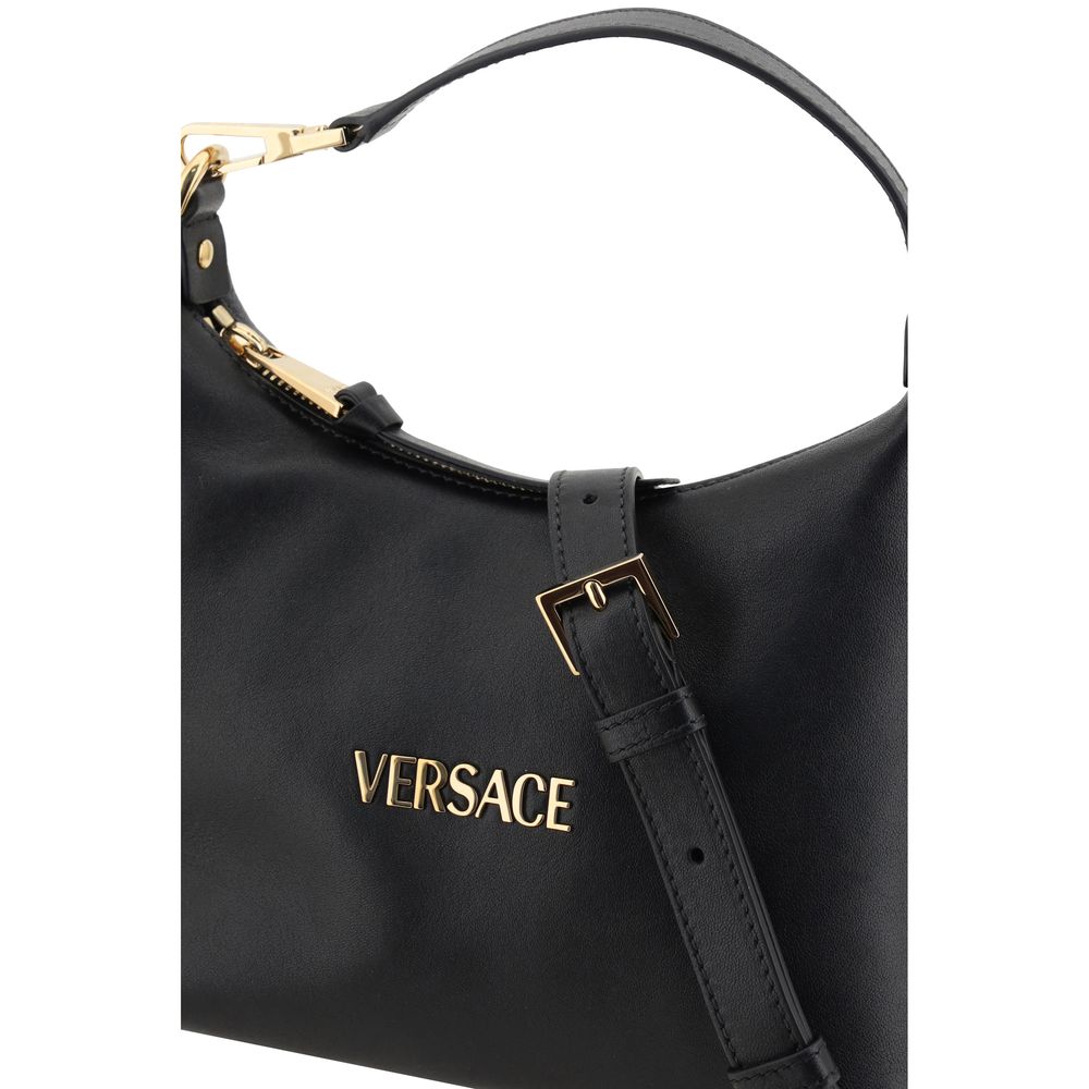 Versace Schwarze Kalbsleder Bos Taurus Handtasche-4