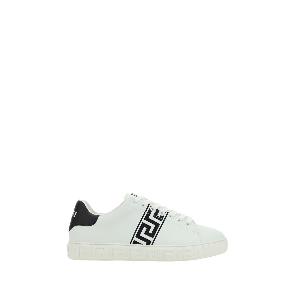 Versace White Calfskin Bos Taurus Low-Top Sneakers