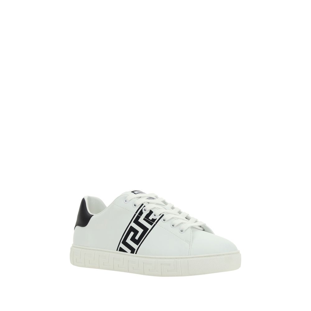 Versace White Calfskin Bos Taurus Low-Top Sneakers-2