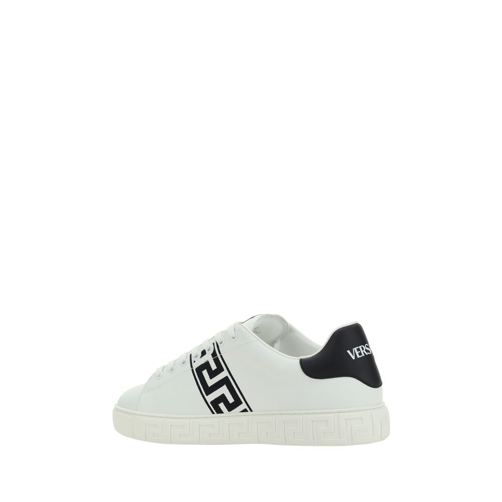 Versace White Calfskin Bos Taurus Low-Top Sneakers-3