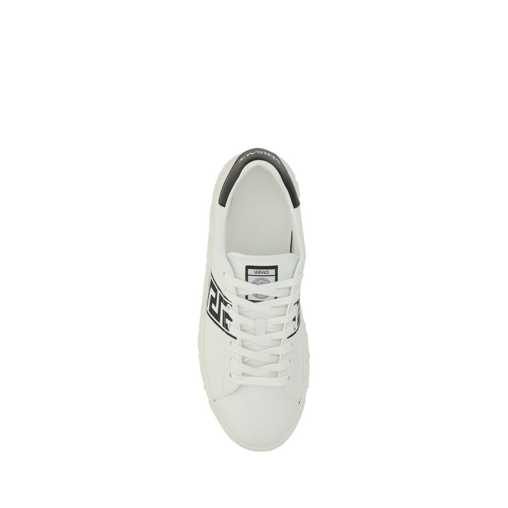 Versace White Calfskin Bos Taurus Low-Top Sneakers-4