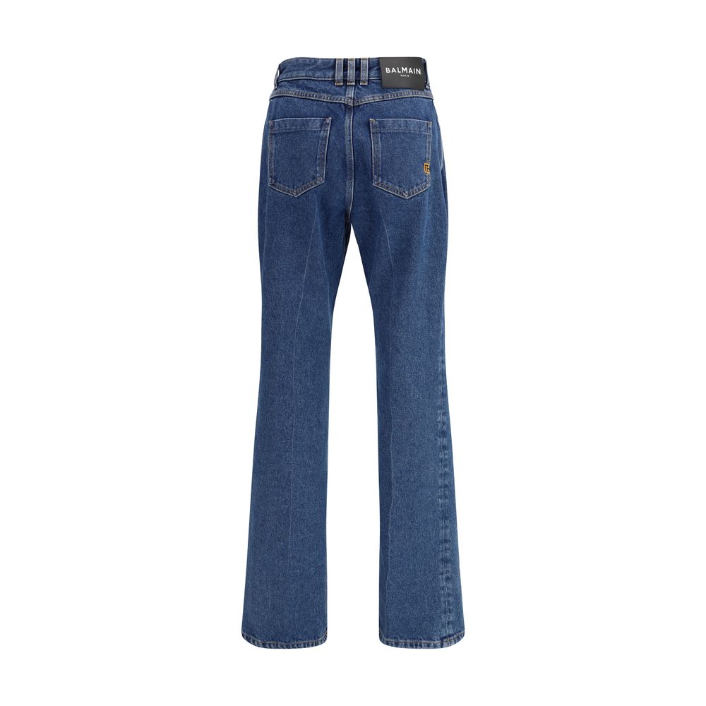 Balmain blue cotton straight leg jeans-2
