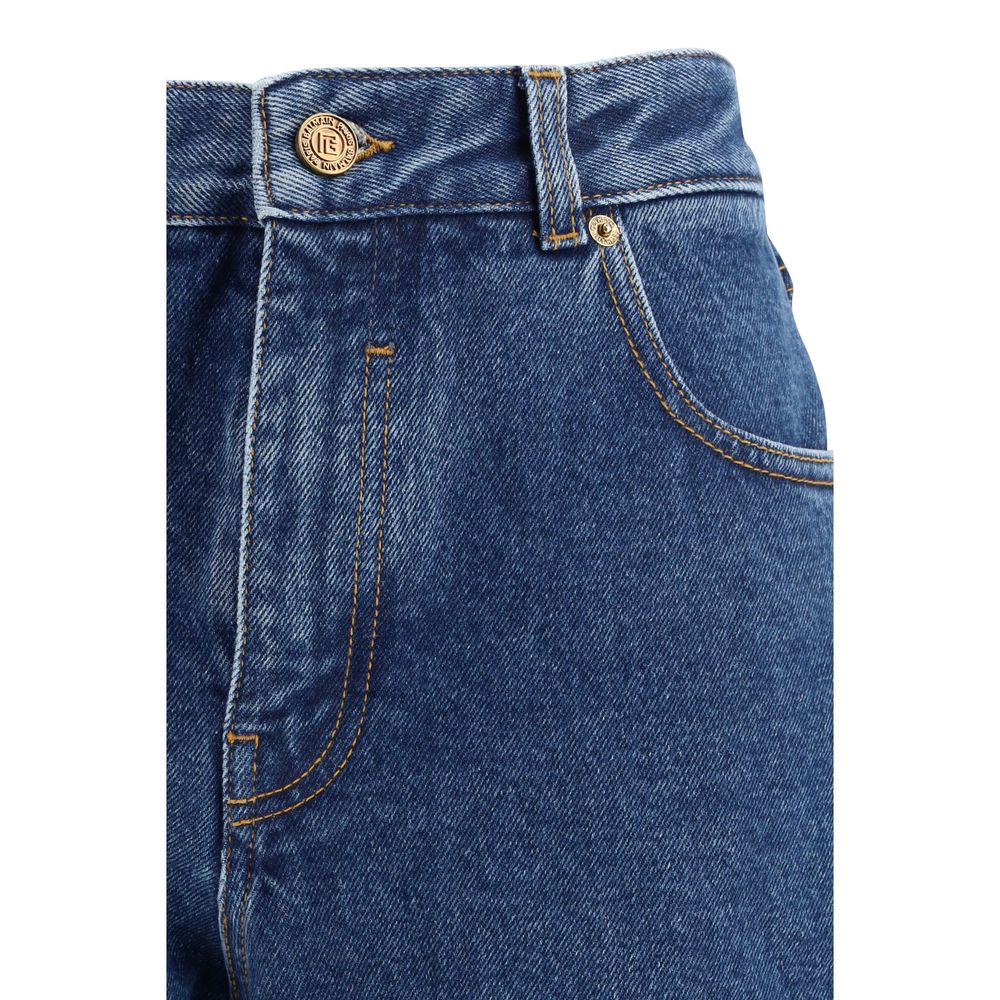 Balmain blue cotton straight leg jeans-3