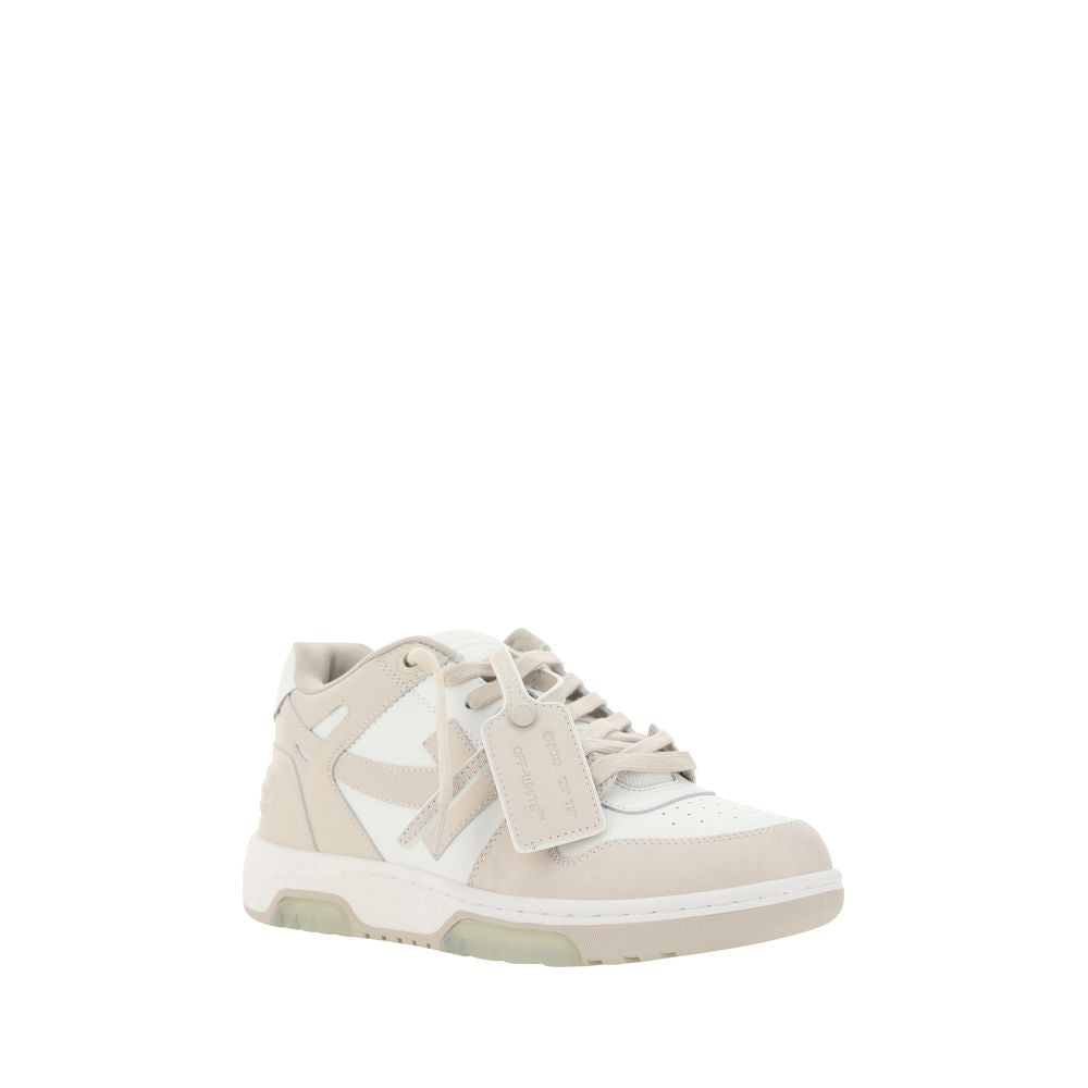 Off-White Beige Polyester Low Top Sneakers-2