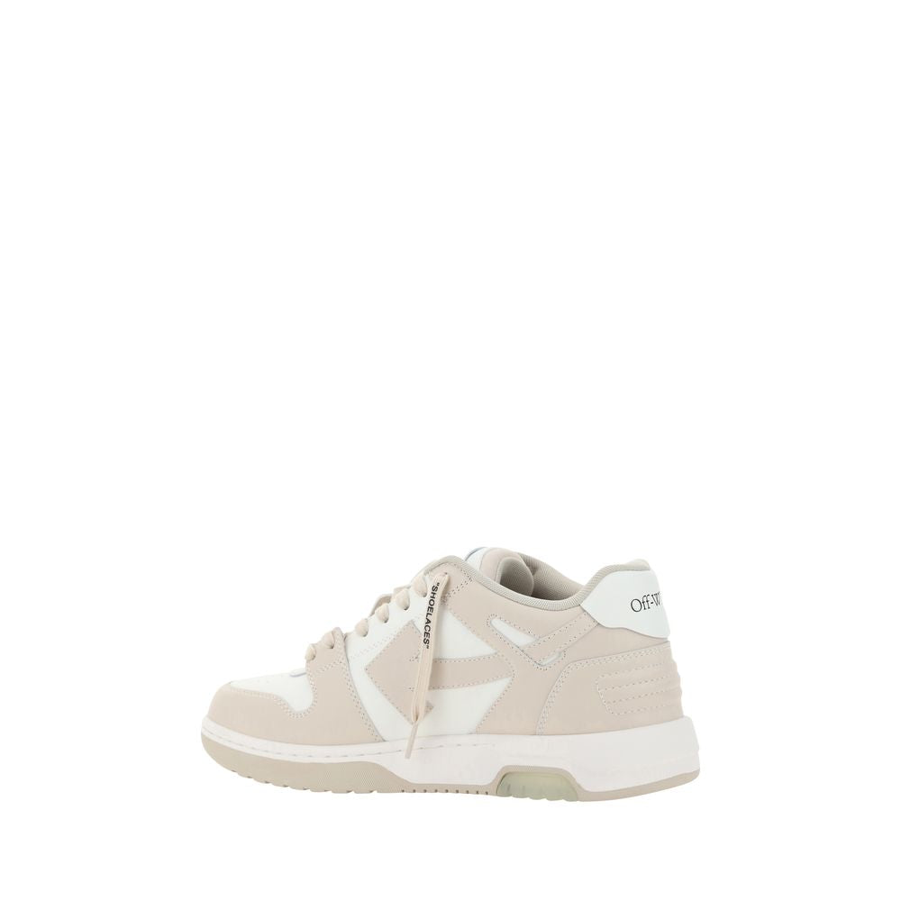 Off-White Beige Polyester Low Top Sneakers-3