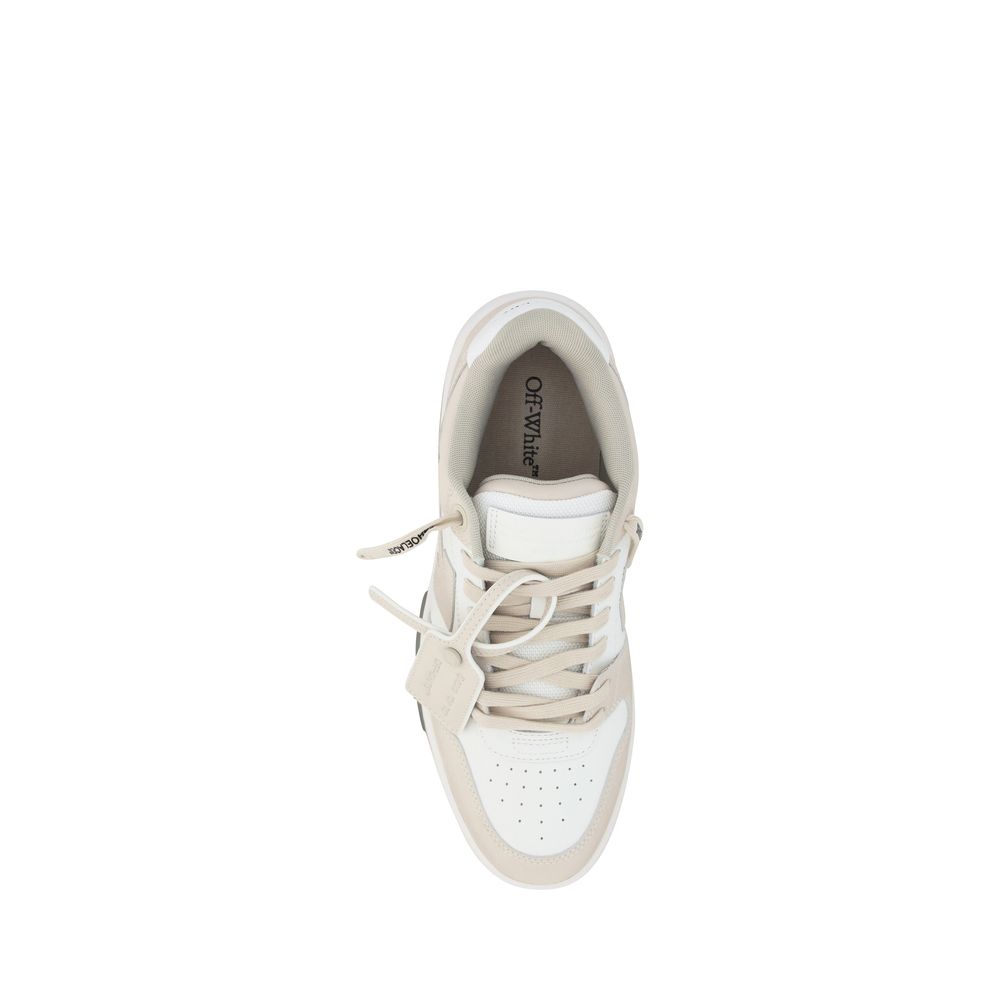 Off-White Beige Polyester Low Top Sneakers-4