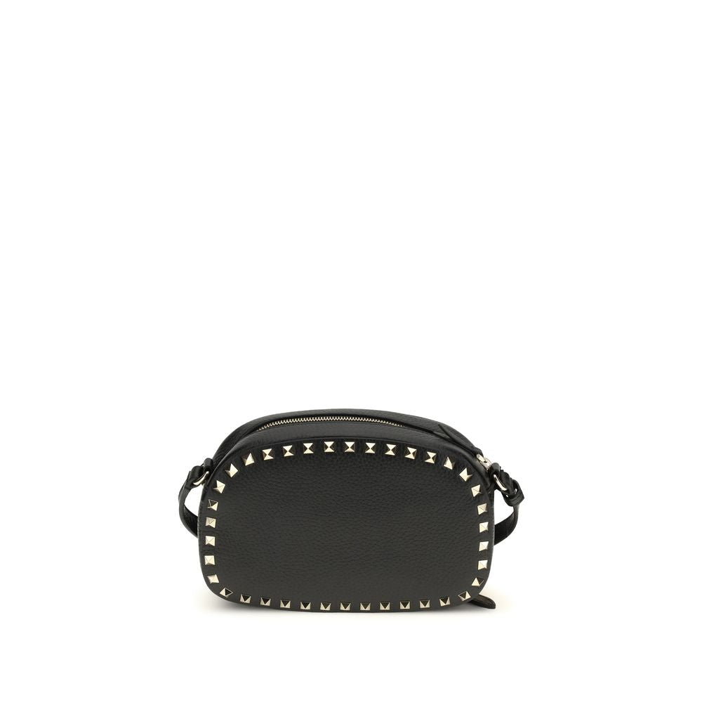 Valentino Garavani Schwarze Bos Taurus Kalbsleder Schultertasche-1
