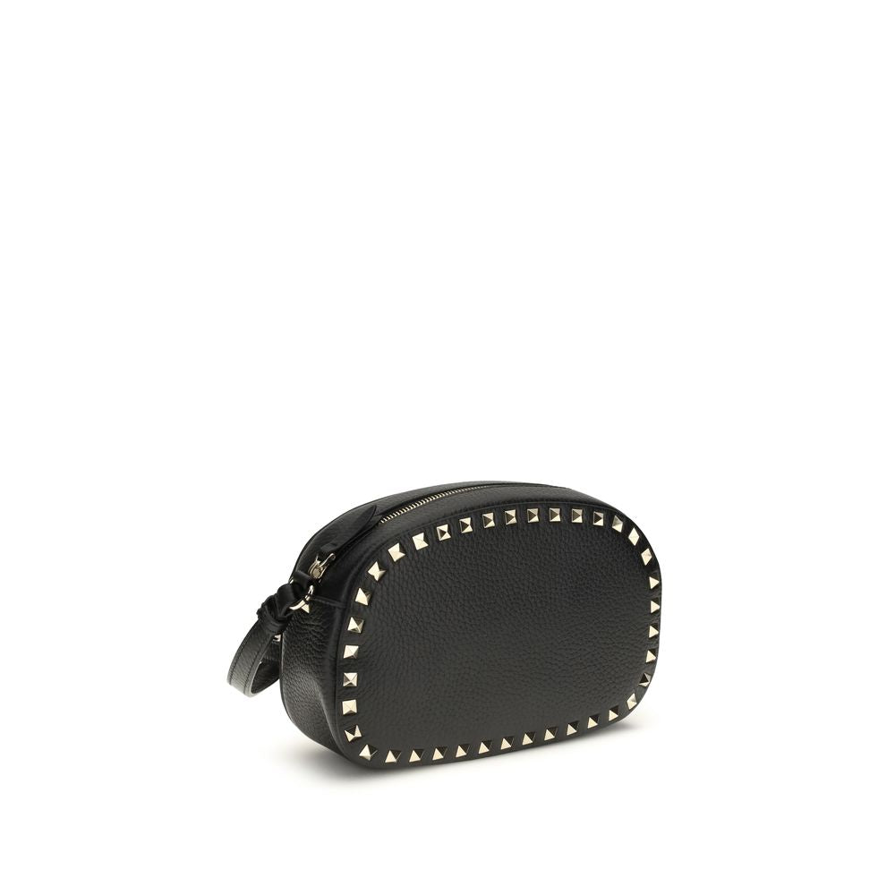 Valentino Garavani Schwarze Bos Taurus Kalbsleder Schultertasche-3