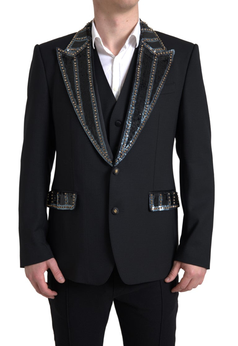 Dolce & Gabbana Schwarzer Woll-Zweiteiler-1