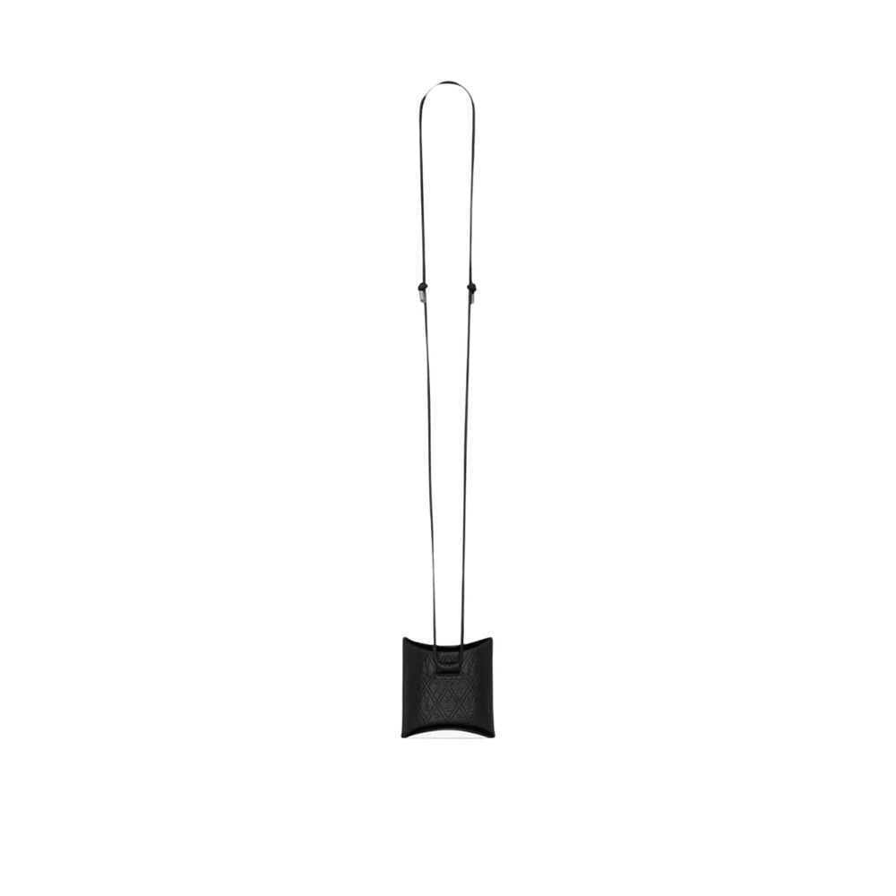 Saint Laurent Black Airpod Holder in Calfskin Leather-2
