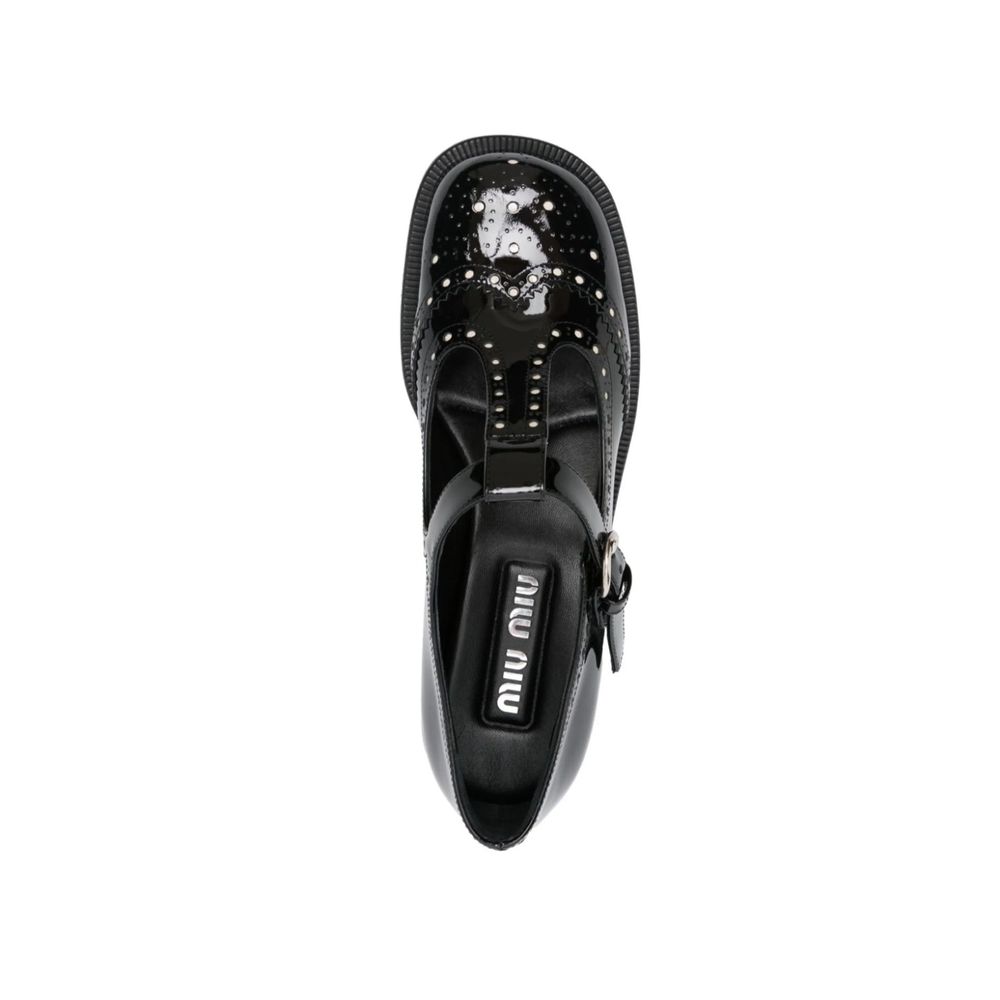 Miu Miu Schwarze Ballerinas aus Kalbsleder-4