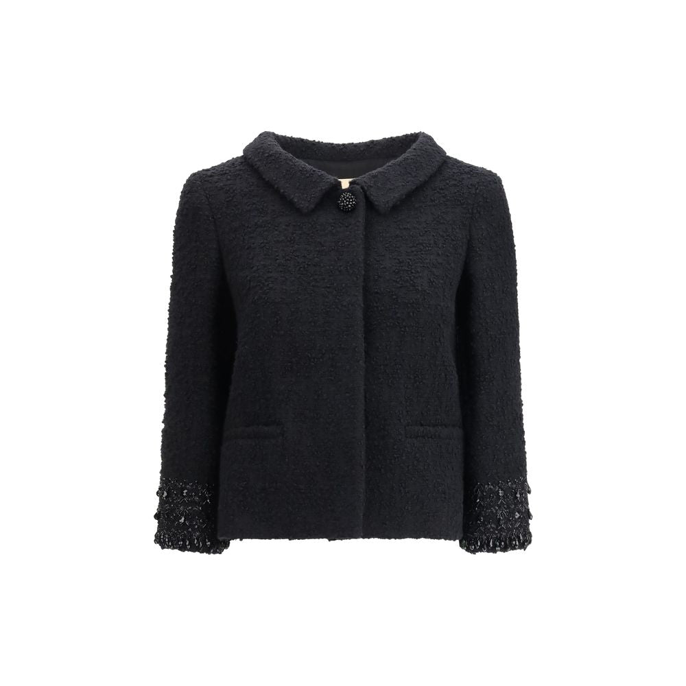 Valentino Black Wool Fleece Coat