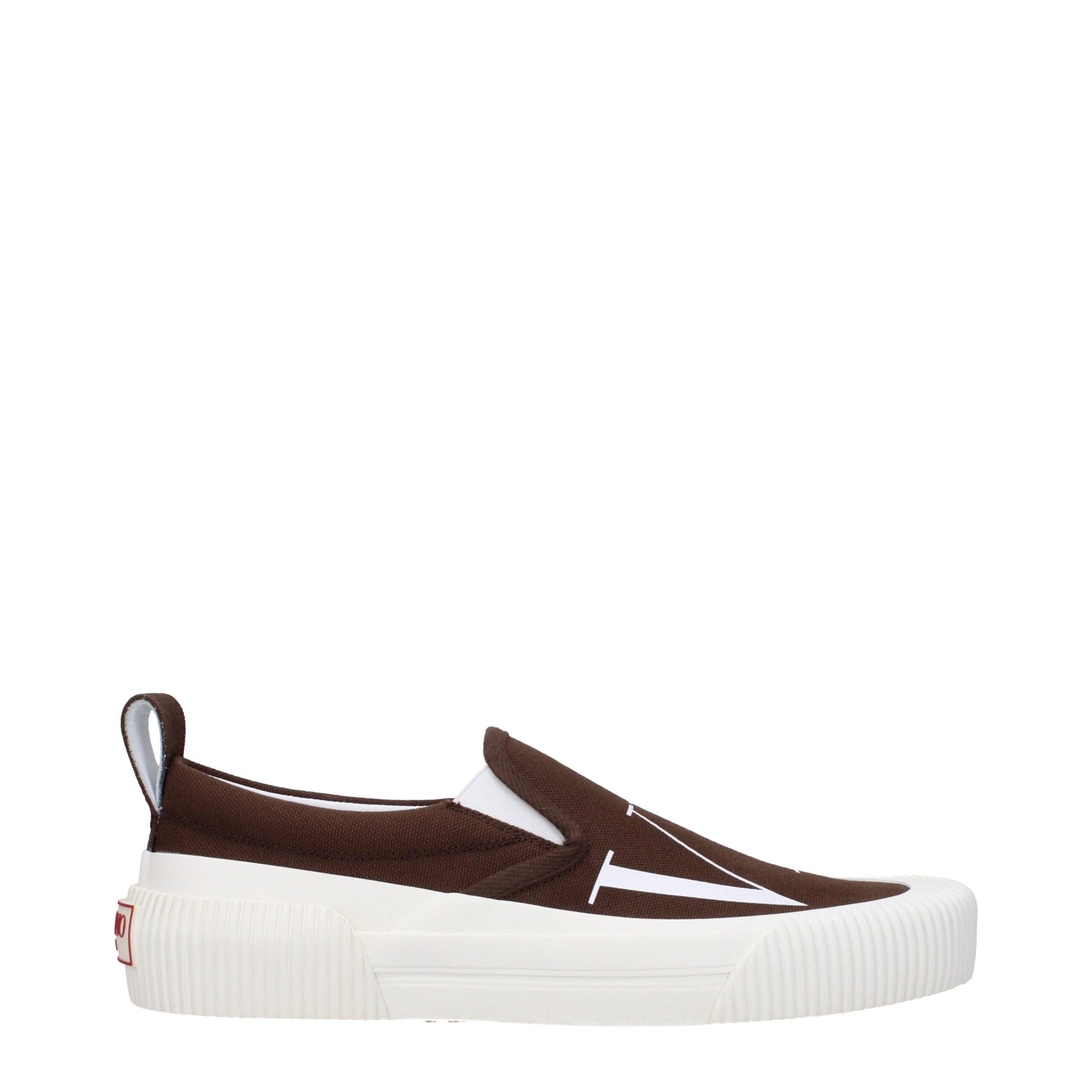 Valentino Garavani Brown Fabric Slip-On Loafers-1