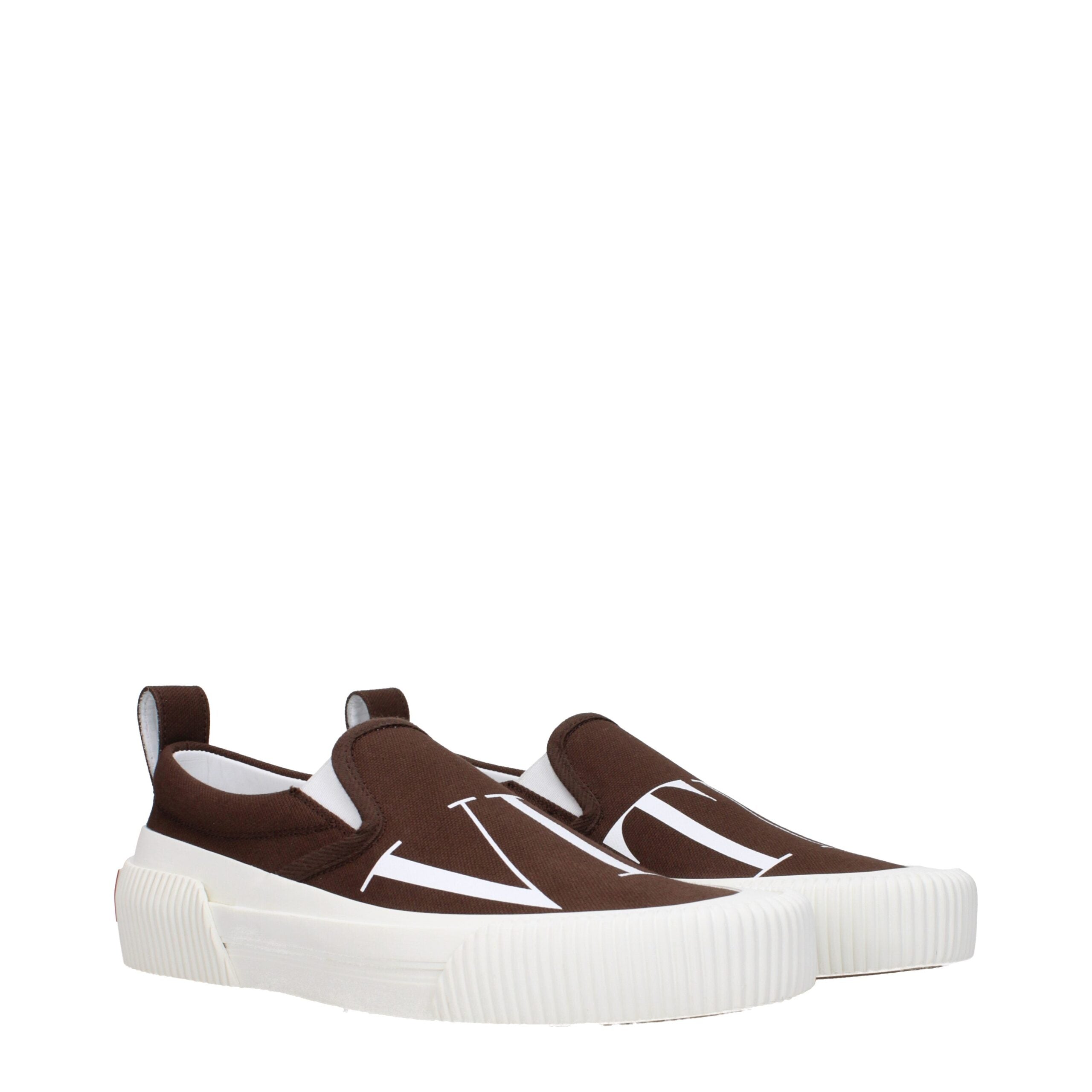 Valentino Garavani Brown Fabric Slip-On Loafers-2