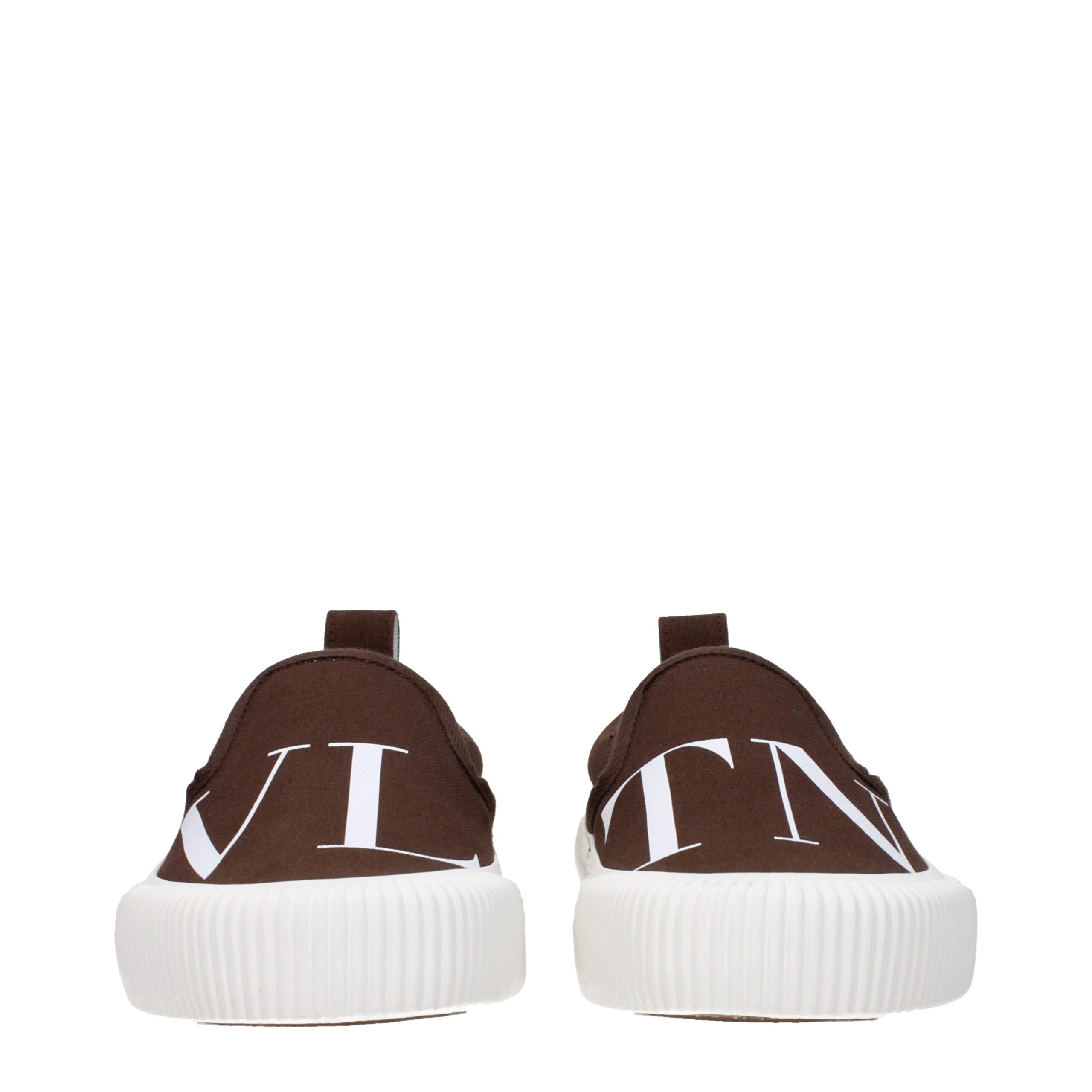 Valentino Garavani Brown Fabric Slip-On Loafers-3