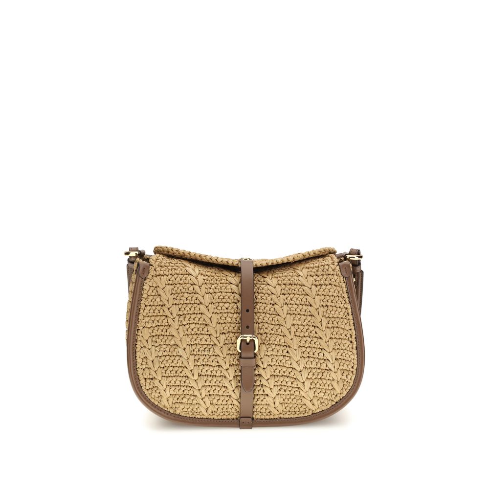 Etro Beige Raffia Schultertasche-1