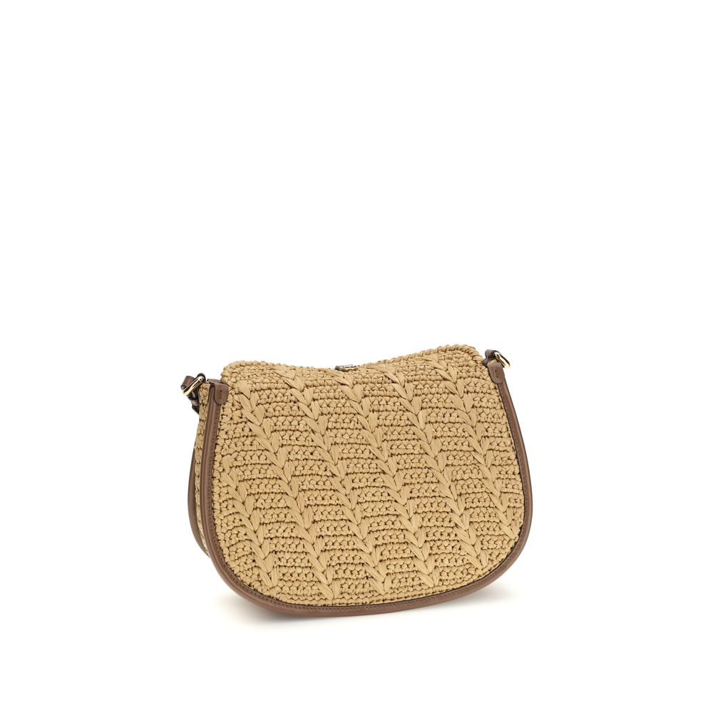 Etro Beige Raffia Schultertasche-3