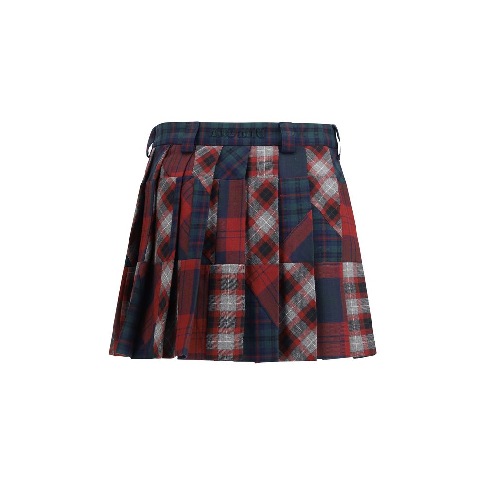 Miu Miu multicoloured fleece wool mini skirt-2