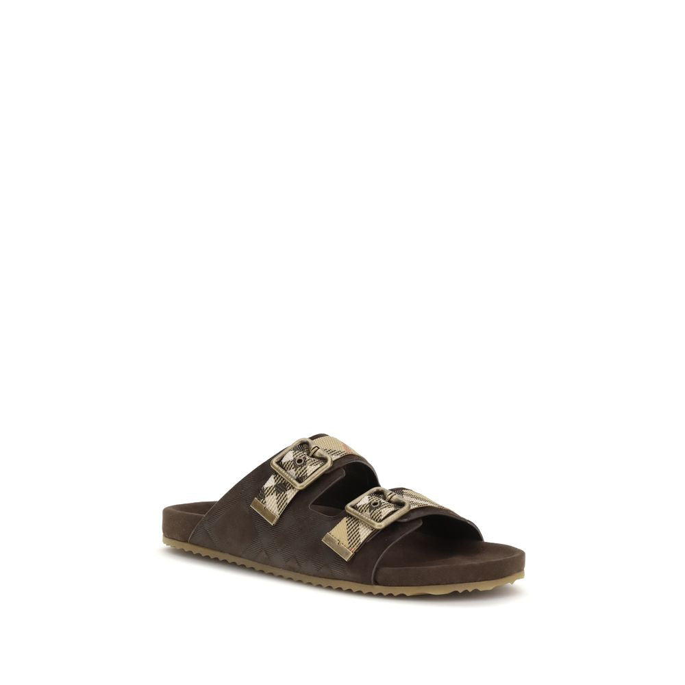 Burberry Brown Calf Leather Bos Taurus Flat Sandals-2