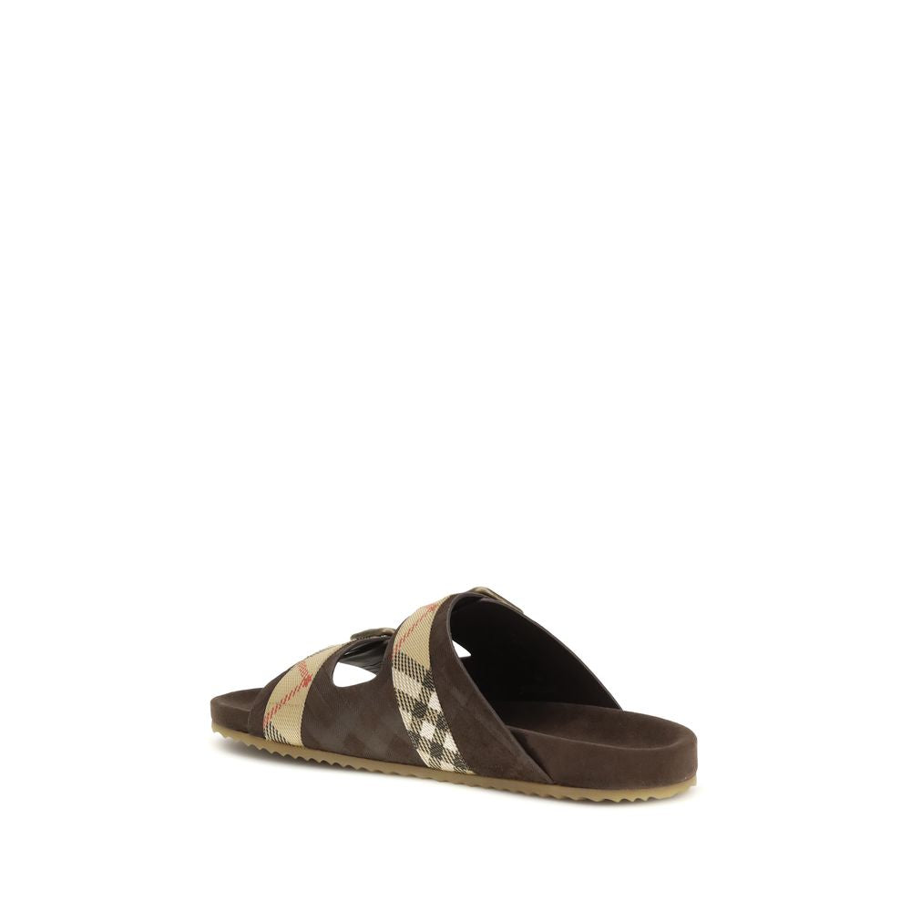 Burberry Brown Calf Leather Bos Taurus Flat Sandals-3