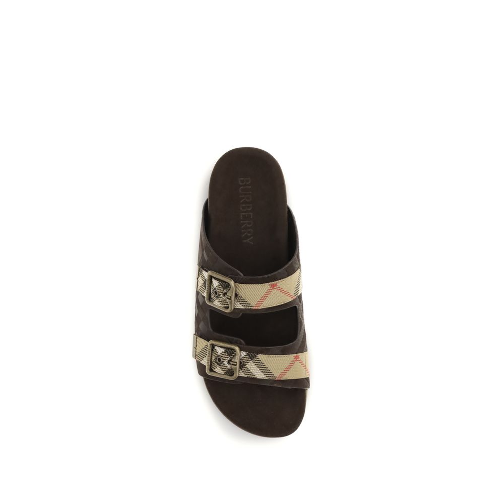 Burberry Brown Calf Leather Bos Taurus Flat Sandals-4