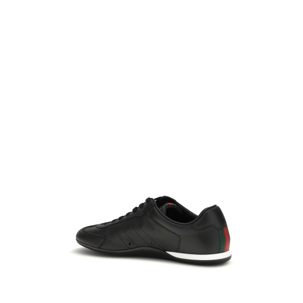 Gucci Schwarze Bos Taurus Kalbsleder Low-Top-Sneaker-3