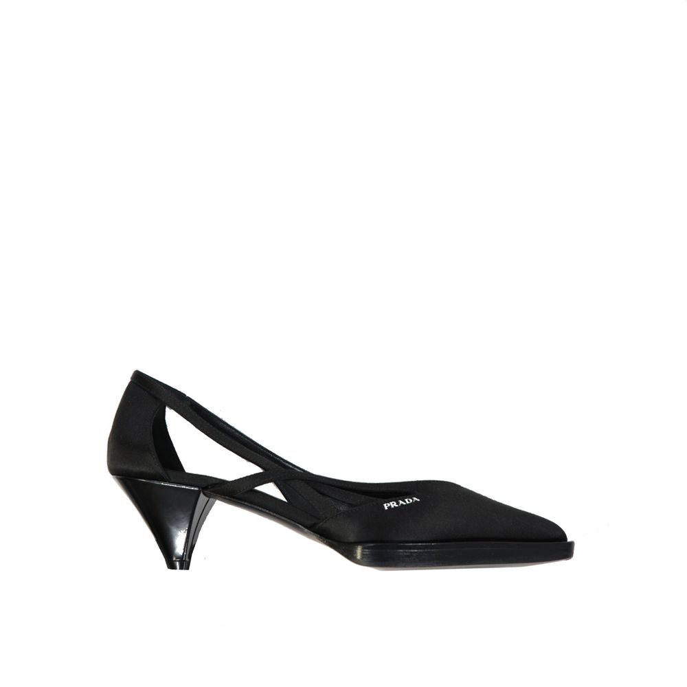 Prada black silk pumps with a medium heel-1