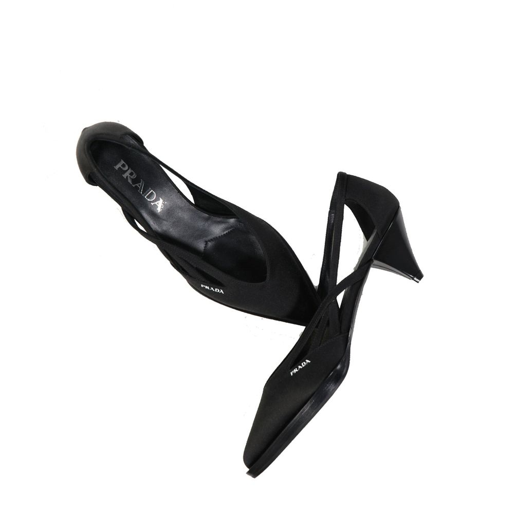 Prada black silk pumps with a medium heel-2