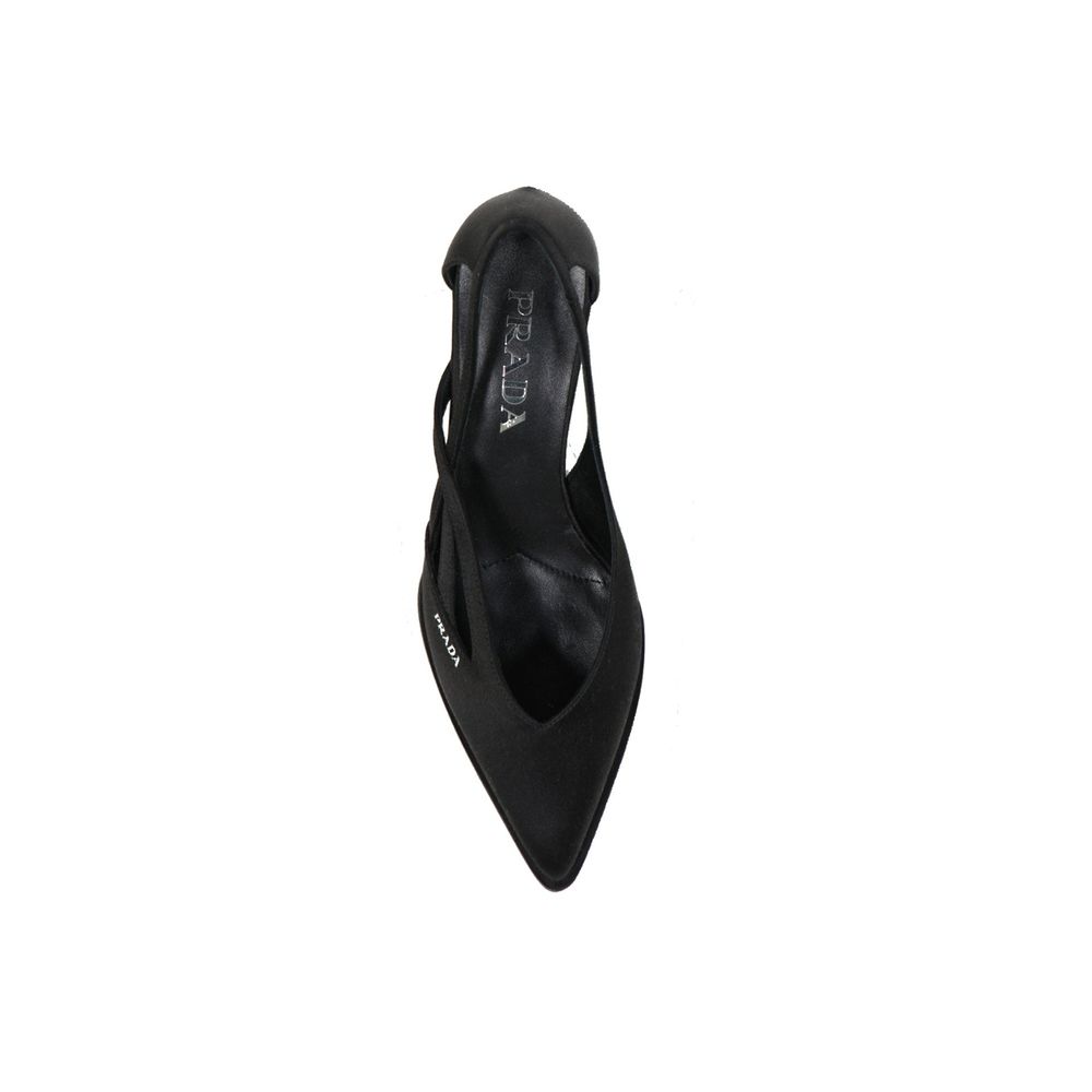 Prada black silk pumps with a medium heel-3