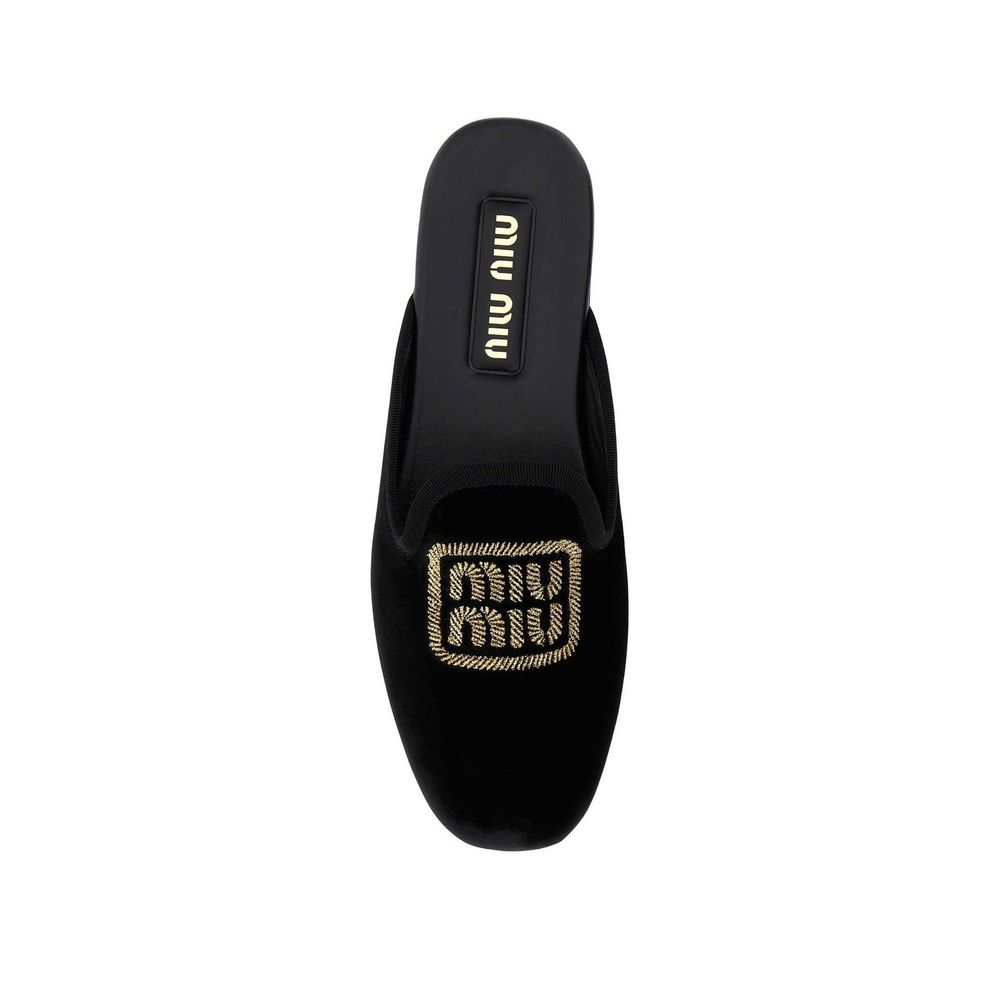 Miu Miu Schwarze Mules aus Kalbsleder-3