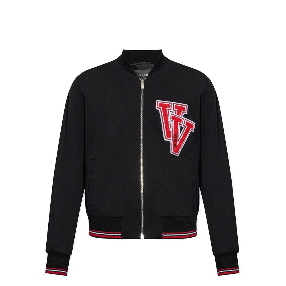 Versace Black Bomber Jacket in Pure Virgin Wool