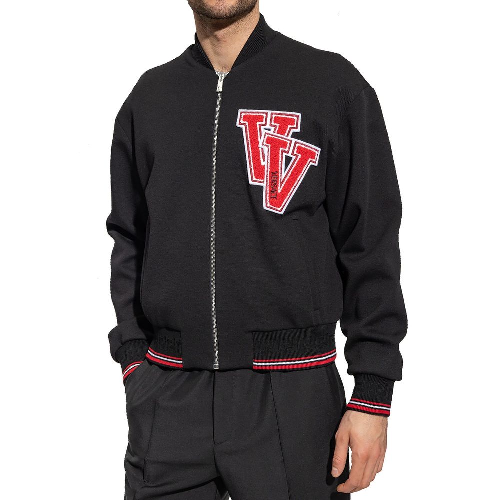 Versace Black Bomber Jacket in Pure Virgin Wool-2