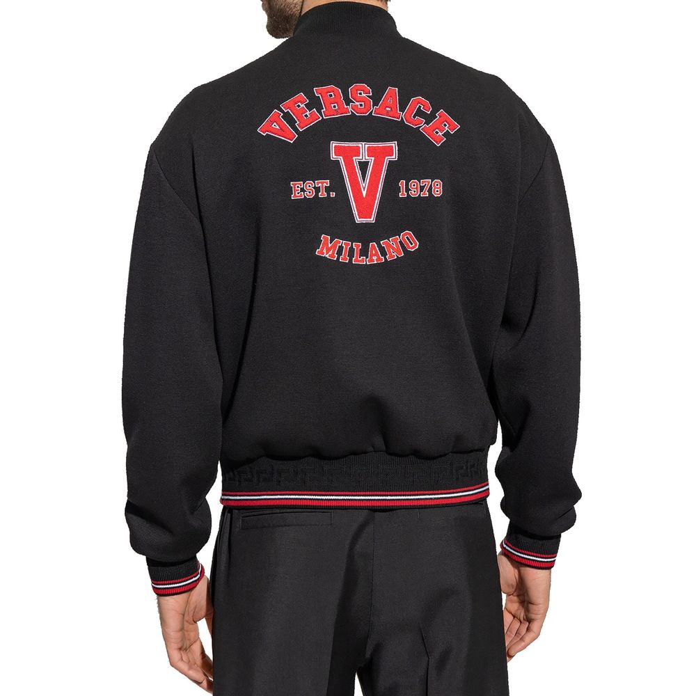 Versace Black Bomber Jacket in Pure Virgin Wool-3