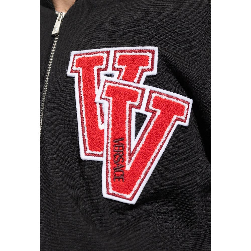 Versace Black Bomber Jacket in Pure Virgin Wool-4