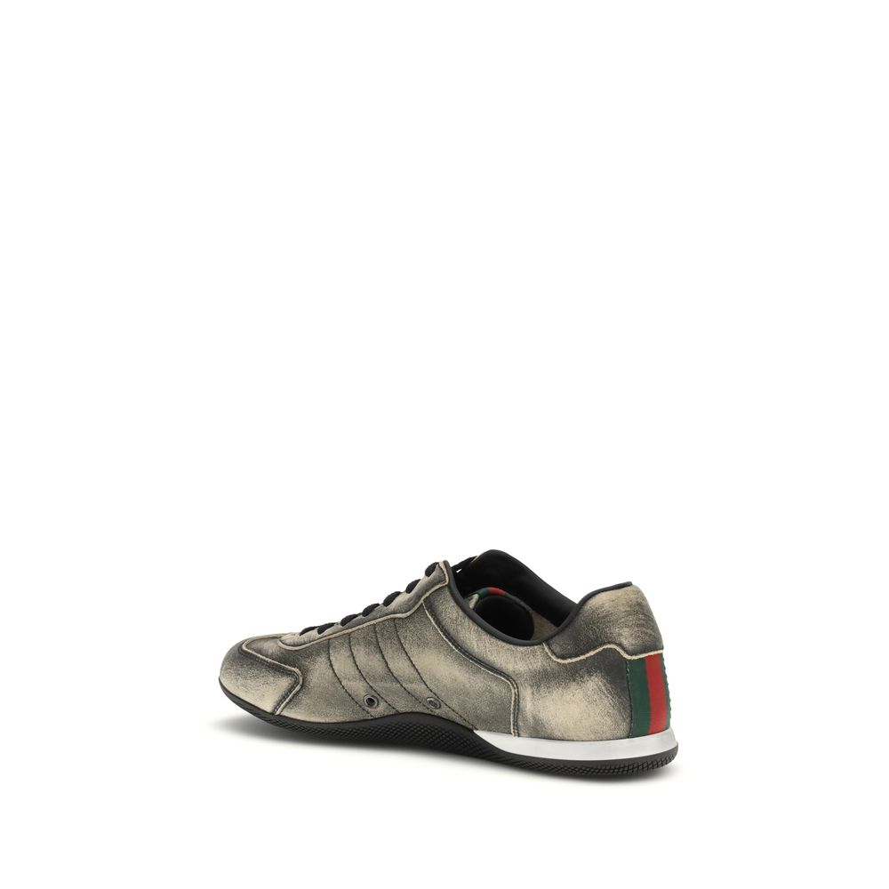 Gucci Schwarze Bos Taurus Kalbsleder Low-Top-Sneaker-3